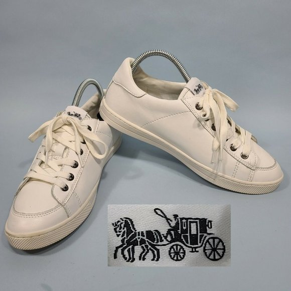 Coach Porter Sneakers Womens White G3781 Low Top Lace Up Shoes 9 B MSRP $195 - Picture 1 of 11